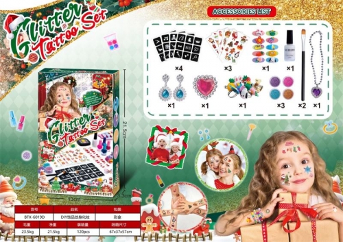 (Christmas) Theme DIY TOYS Kids Jewelry Tattoo Set Tattoo Sticker Earrings Necklace