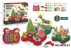 Cute cartoon DIY TOYS Christmas theme screw DIY disc electric drill tool box 218PCS